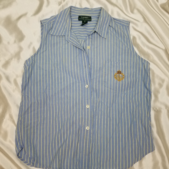 Ralph Lauren ButtonzUp sleeveless womns sz 10 blue - Picture 7 of 7